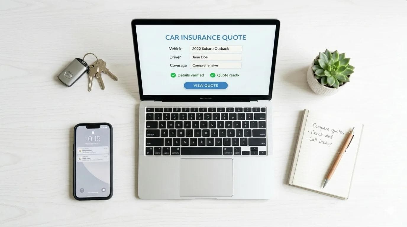 High-converting insurance landing page design on MacBook Air with multi-step lead capture form
